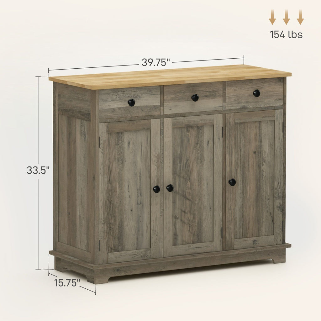 Storage Cabinet Sideboard, Large Kitchen Buffet Table with Multi Drawers & Adjustable