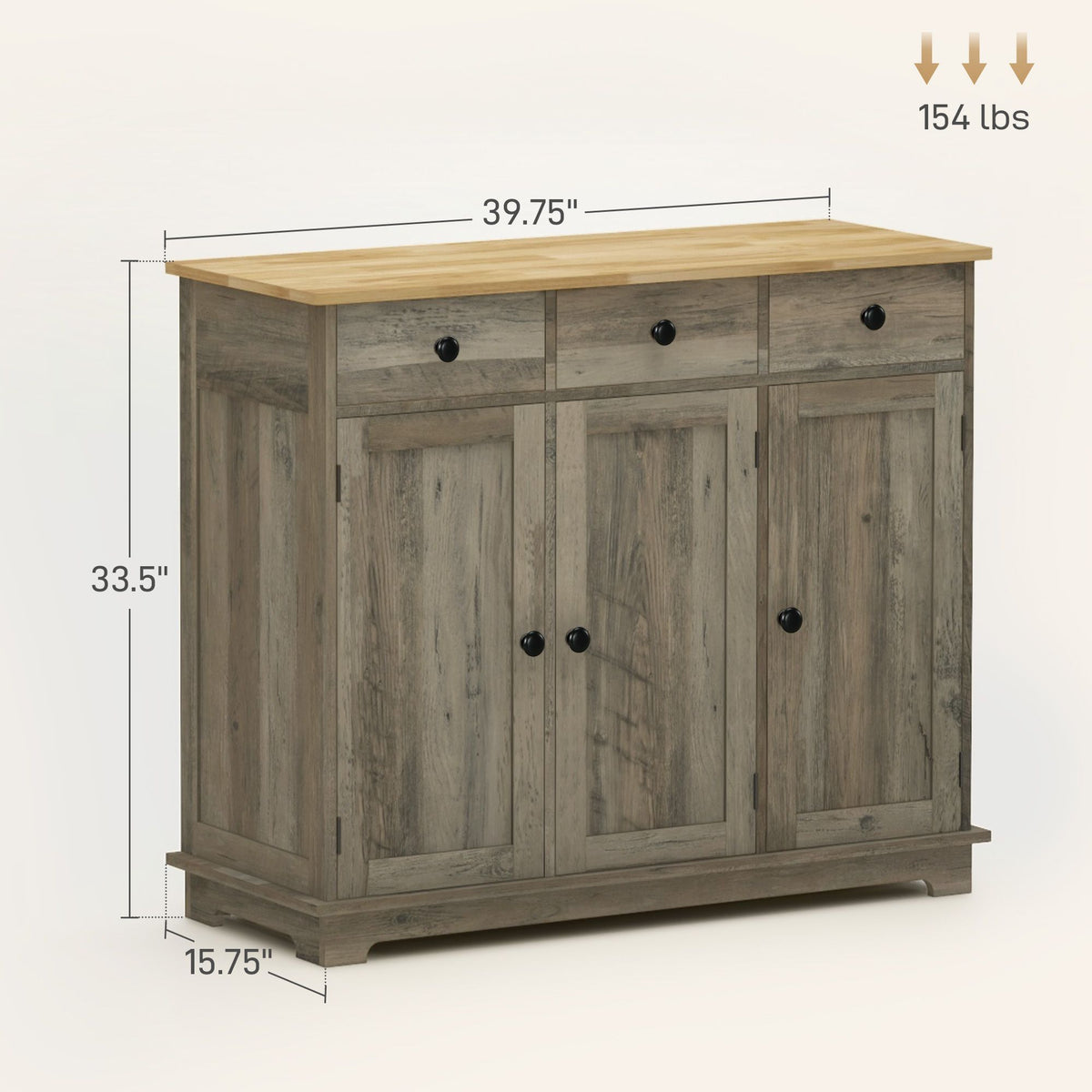 Storage Cabinet Sideboard, Large Kitchen Buffet Table with Multi Drawers & Adjustable