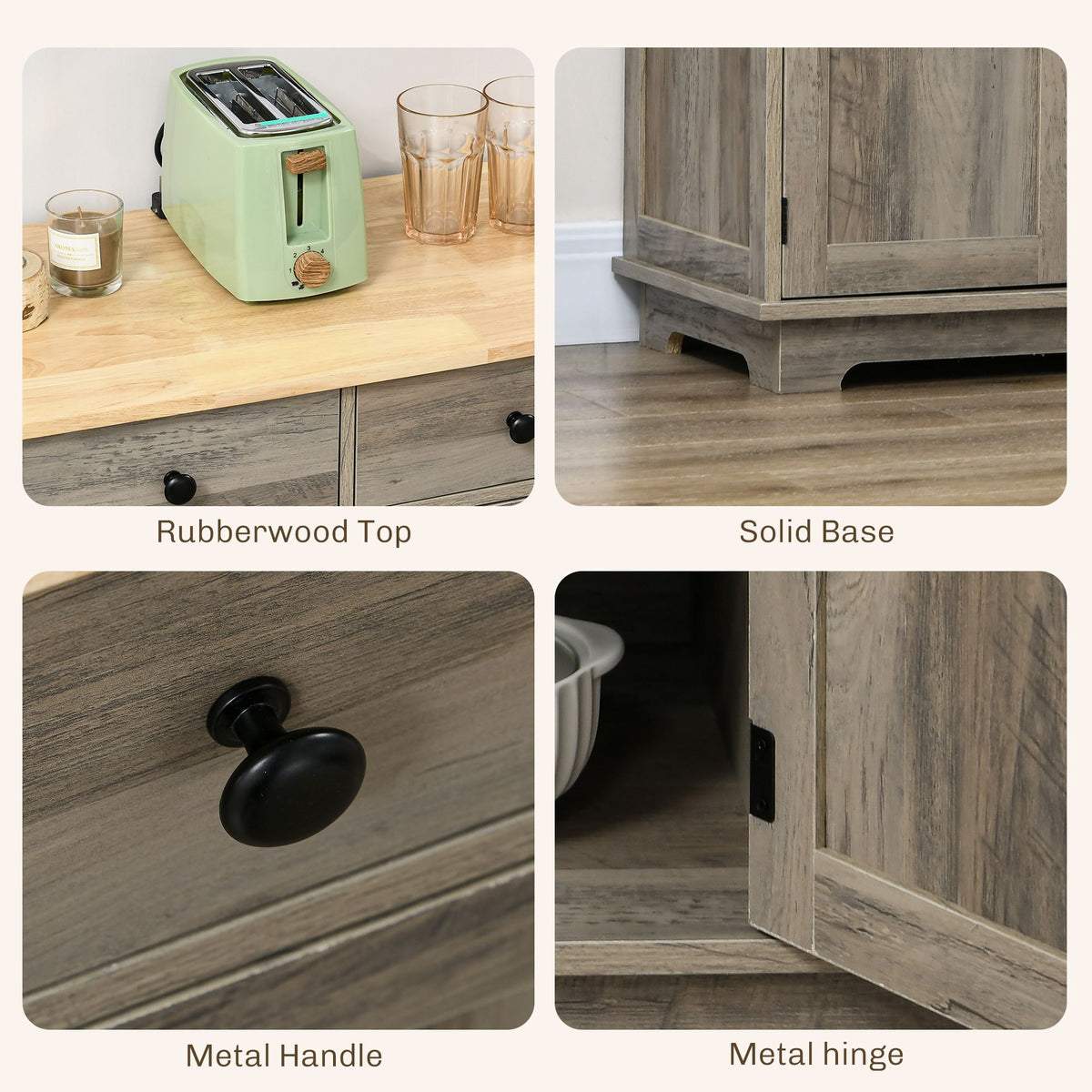 Storage Cabinet Sideboard, Large Kitchen Buffet Table with Multi Drawers & Adjustable
