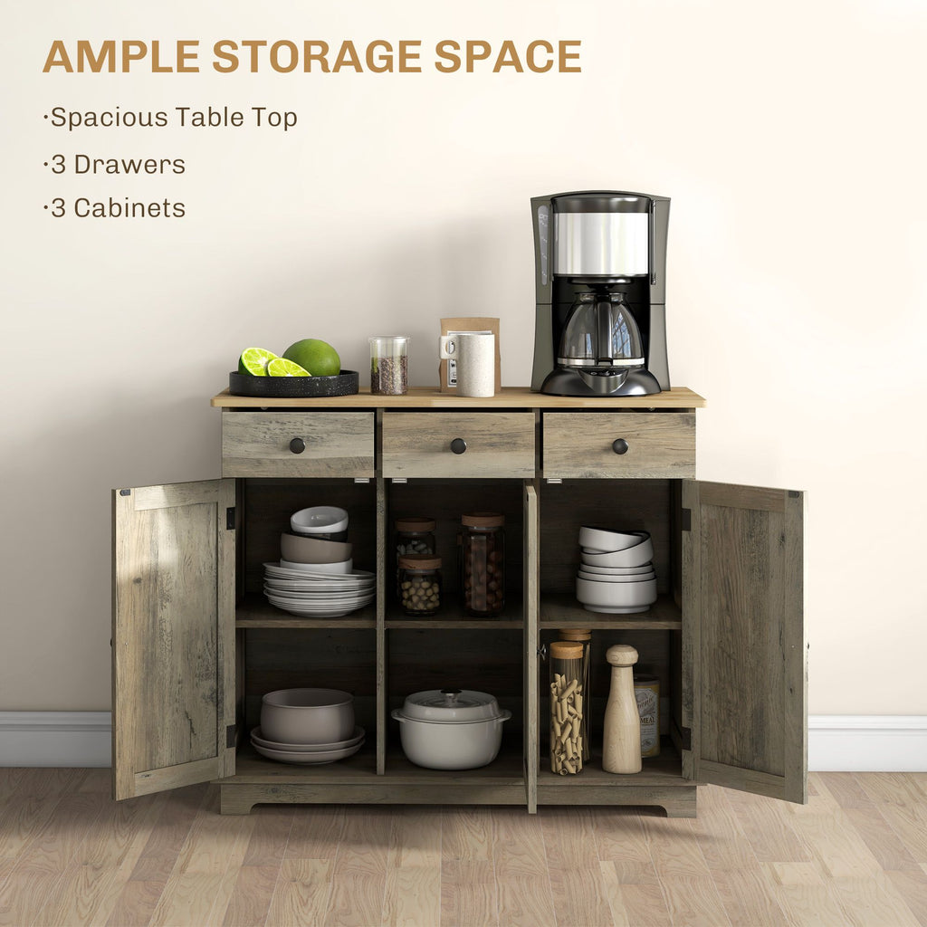 Storage Cabinet Sideboard, Large Kitchen Buffet Table with Multi Drawers & Adjustable