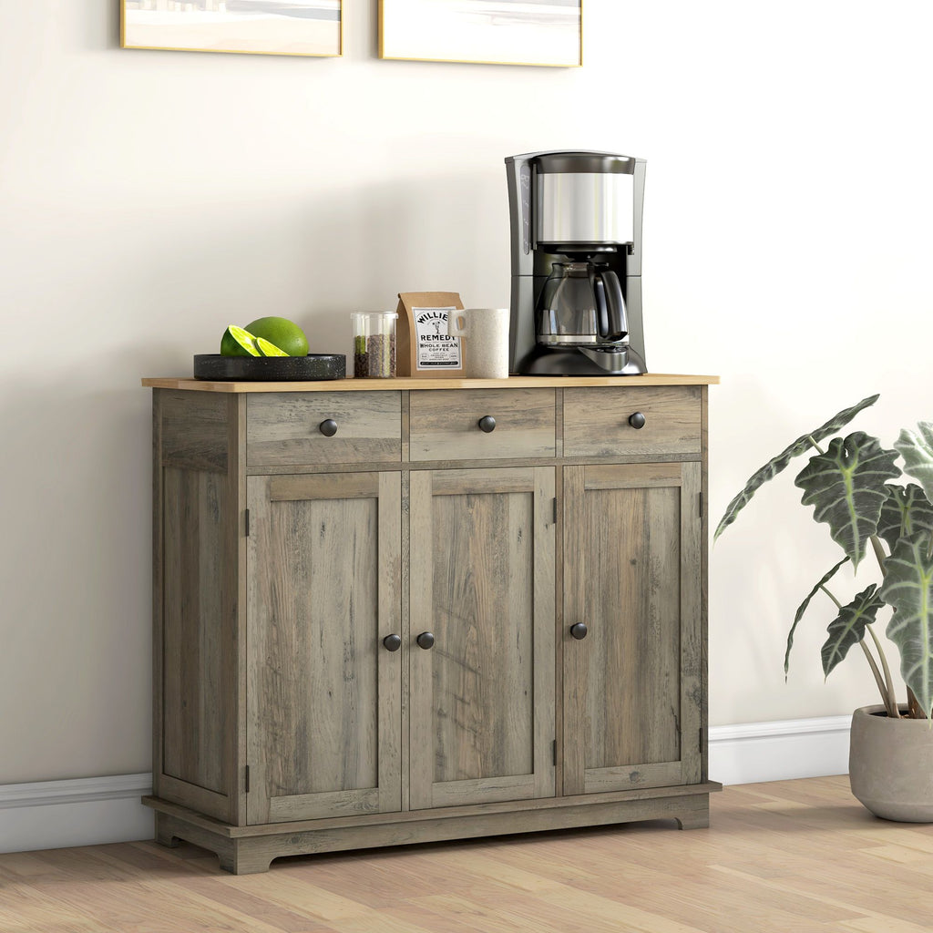 Storage Cabinet Sideboard, Large Kitchen Buffet Table with Multi Drawers & Adjustable