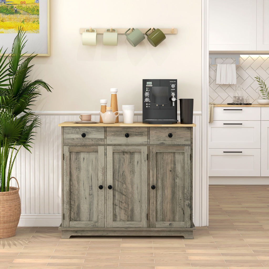Storage Cabinet Sideboard, Large Kitchen Buffet Table with Multi Drawers & Adjustable