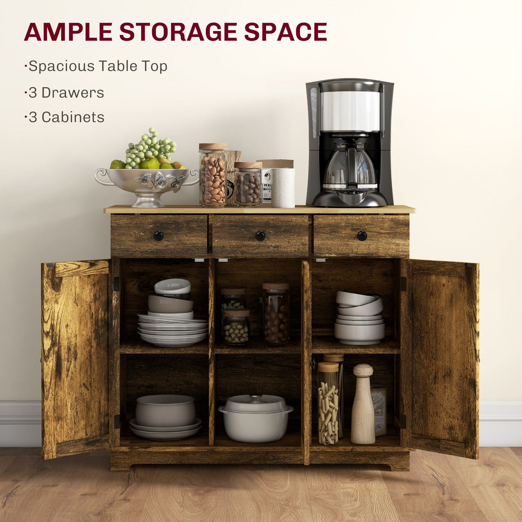 Storage Cabinet Sideboard, Large Kitchen Buffet Table with Muti Drawers & Adjustable