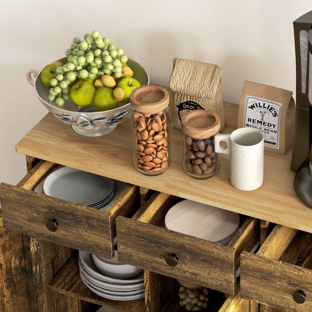 Storage Cabinet Sideboard, Large Kitchen Buffet Table with Muti Drawers & Adjustable