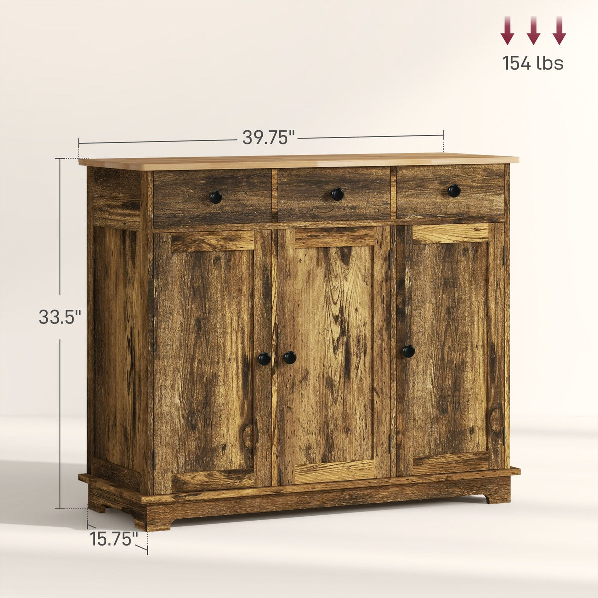 Storage Cabinet Sideboard, Large Kitchen Buffet Table with Muti Drawers & Adjustable