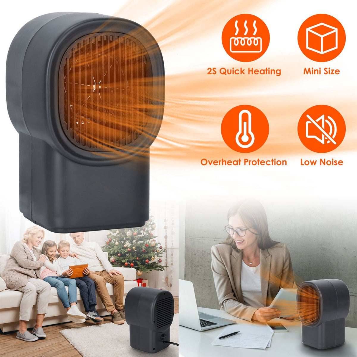 Compact Desktop Fan Heater for Home or Office