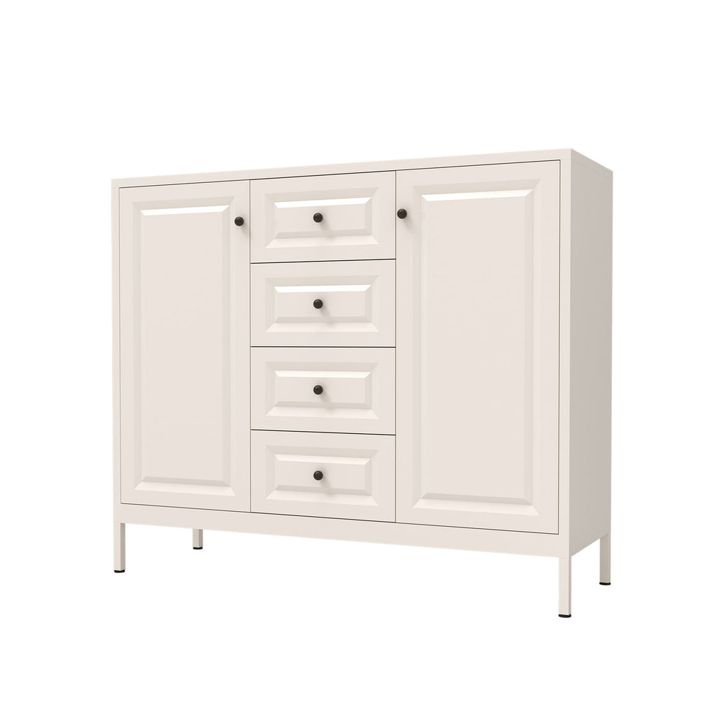 Freestanding Storage Cabinet with Drawers and Adjustable Shelves