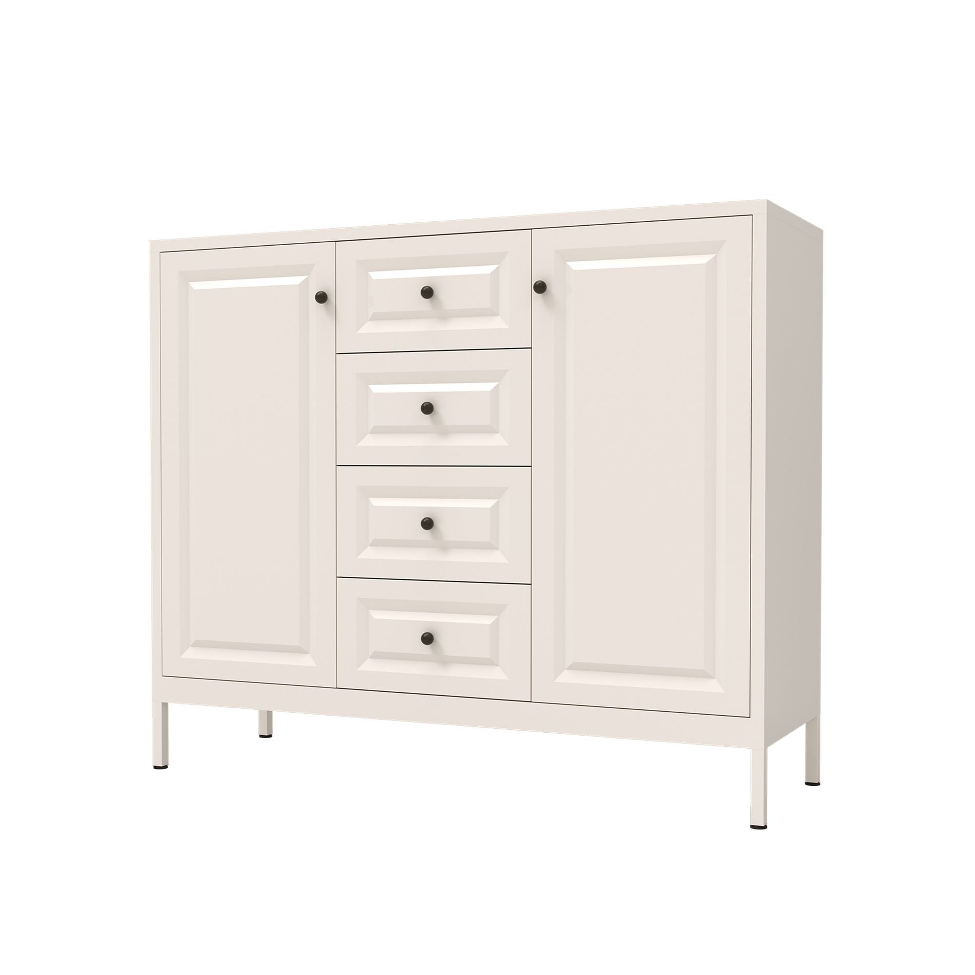 Freestanding Storage Cabinet with Drawers and Adjustable Shelves