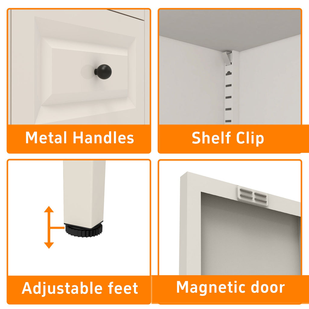 Freestanding Storage Cabinet with Drawers and Adjustable Shelves