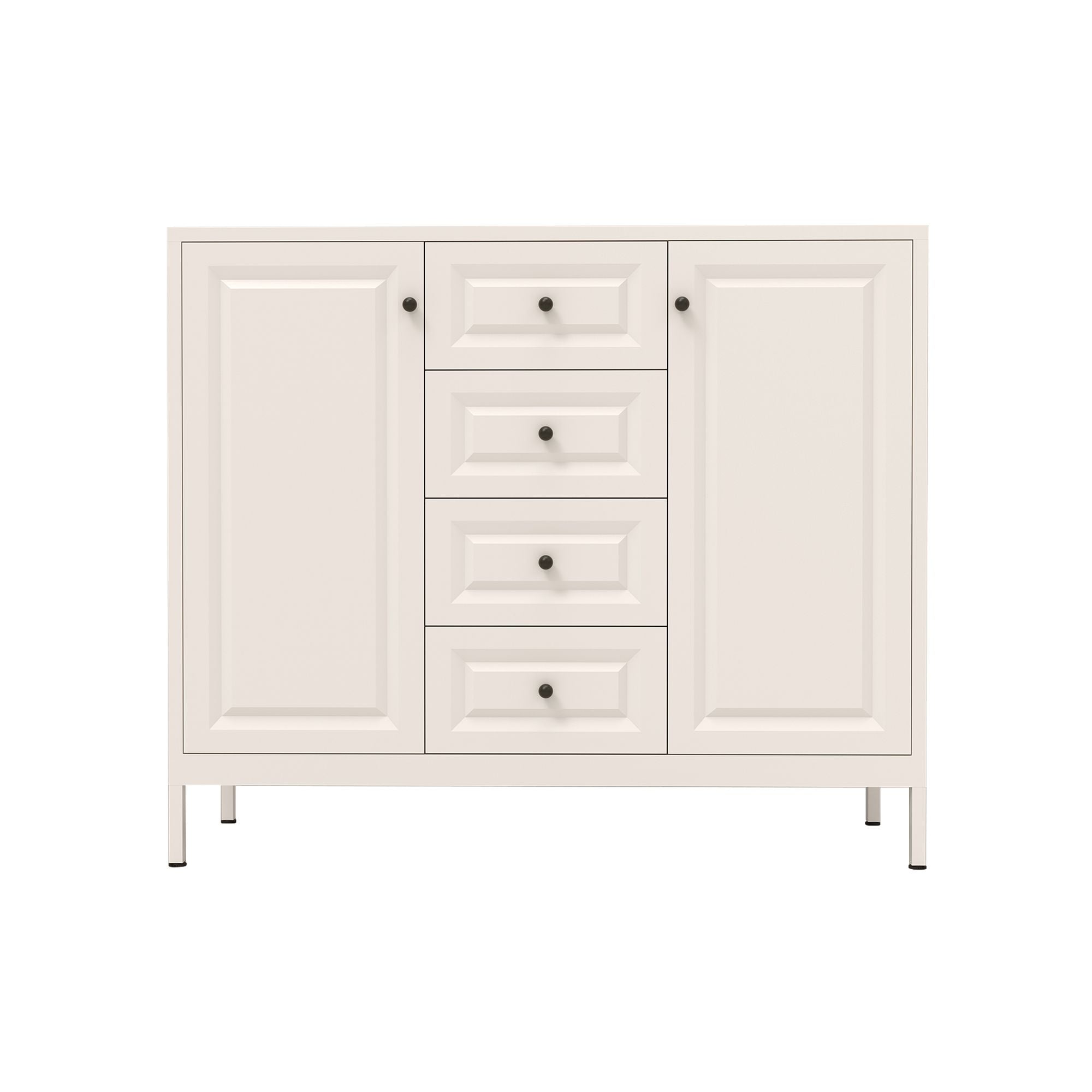 Freestanding Storage Cabinet with Drawers and Adjustable Shelves