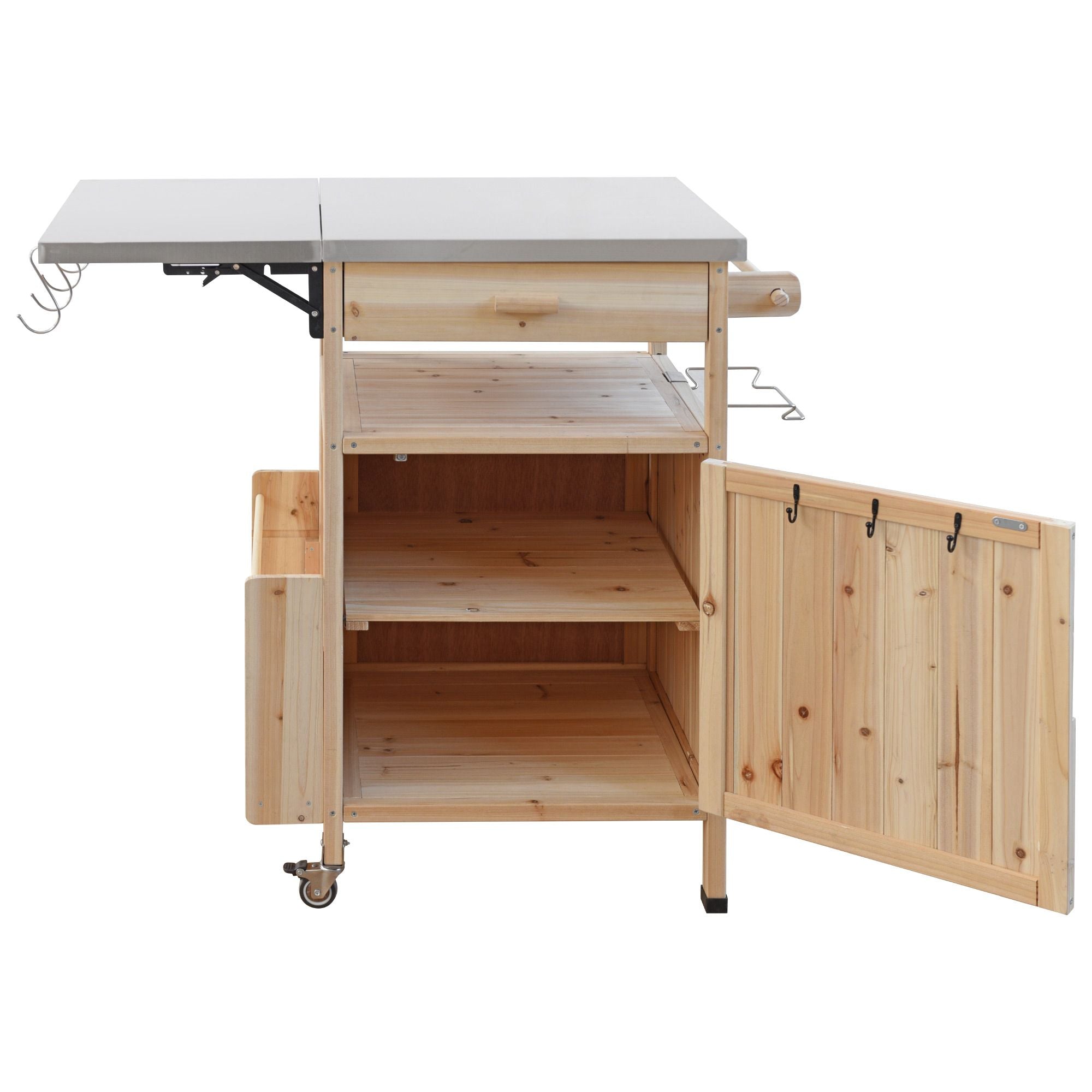 40.5- Outdoor Grill Cart with Stainless Steel Top and Drop Leaf