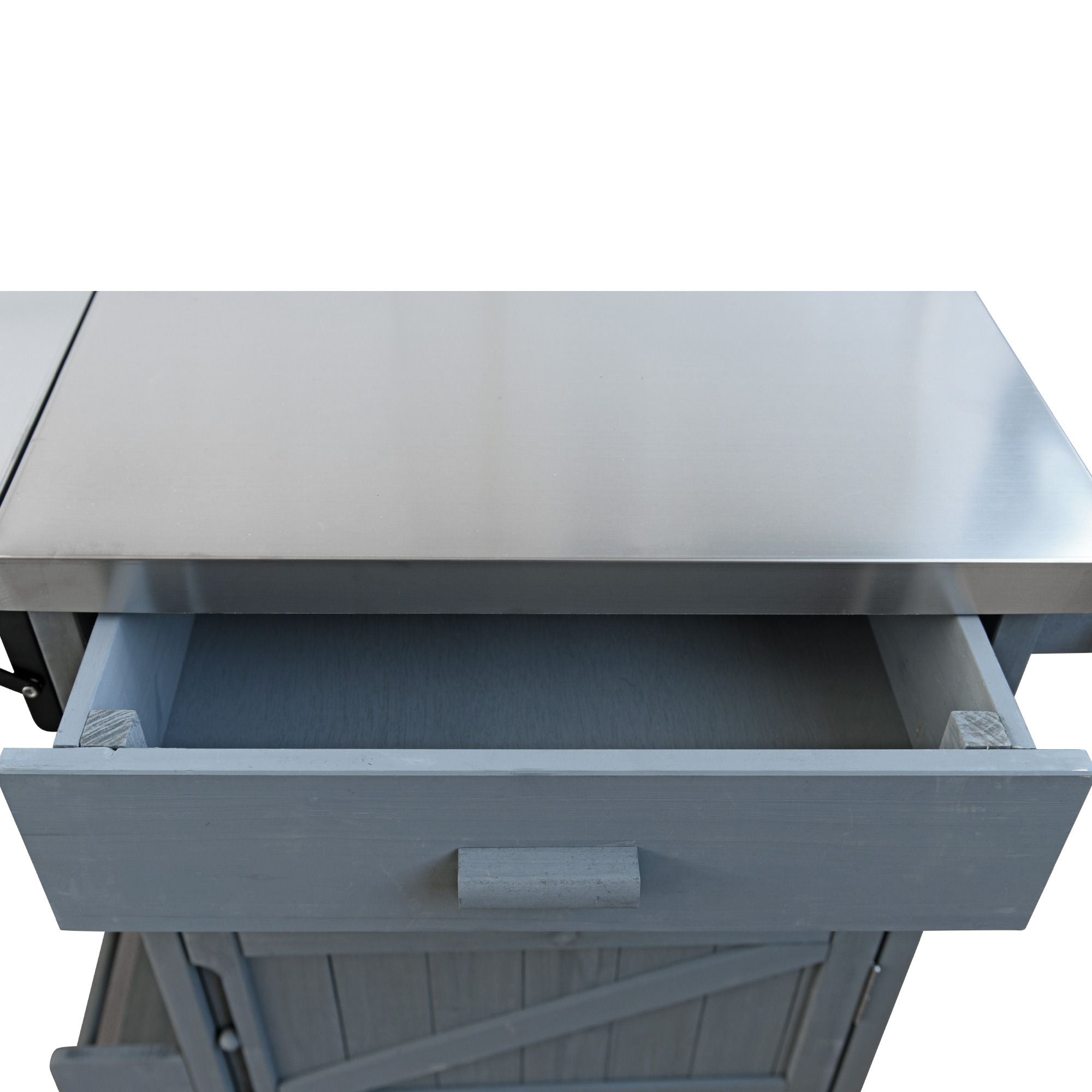 40.5- Outdoor Grill Cart with Stainless Steel Top and Drop Leaf