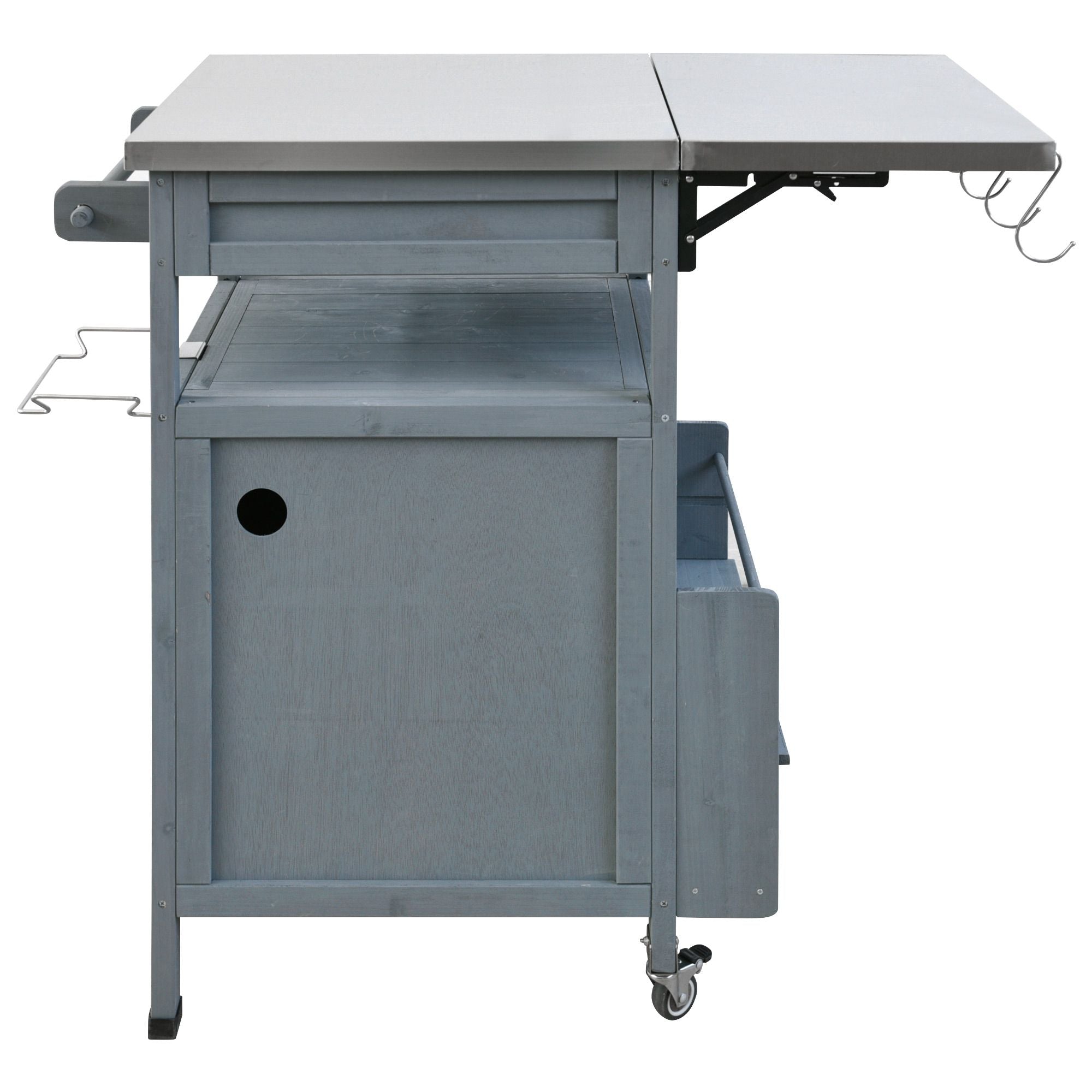 40.5- Outdoor Grill Cart with Stainless Steel Top and Drop Leaf