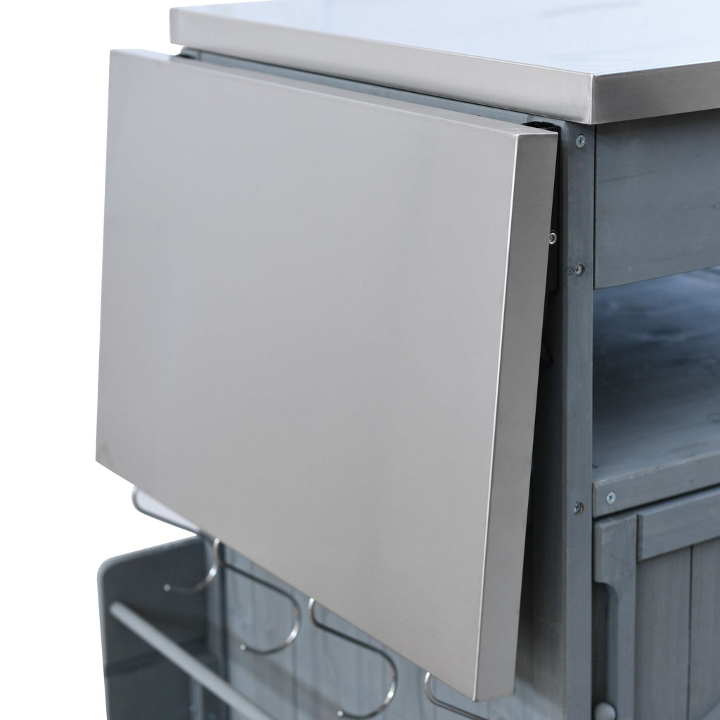 40.5- Outdoor Grill Cart with Stainless Steel Top and Drop Leaf