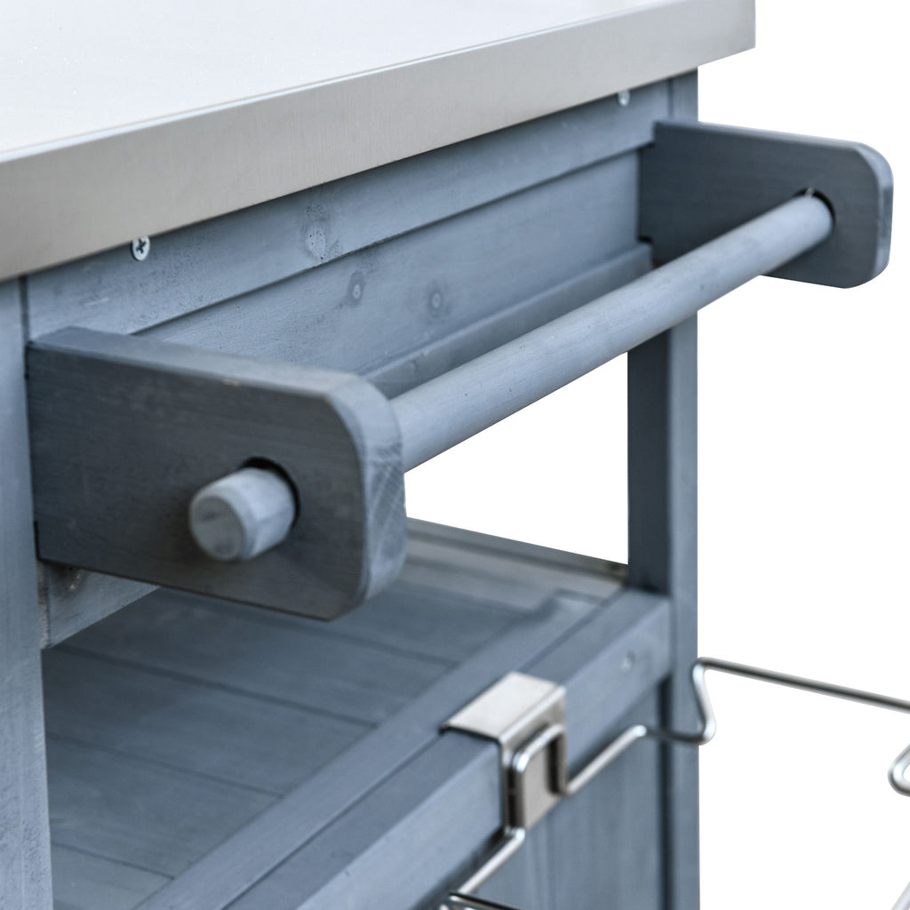 40.5- Outdoor Grill Cart with Stainless Steel Top and Drop Leaf