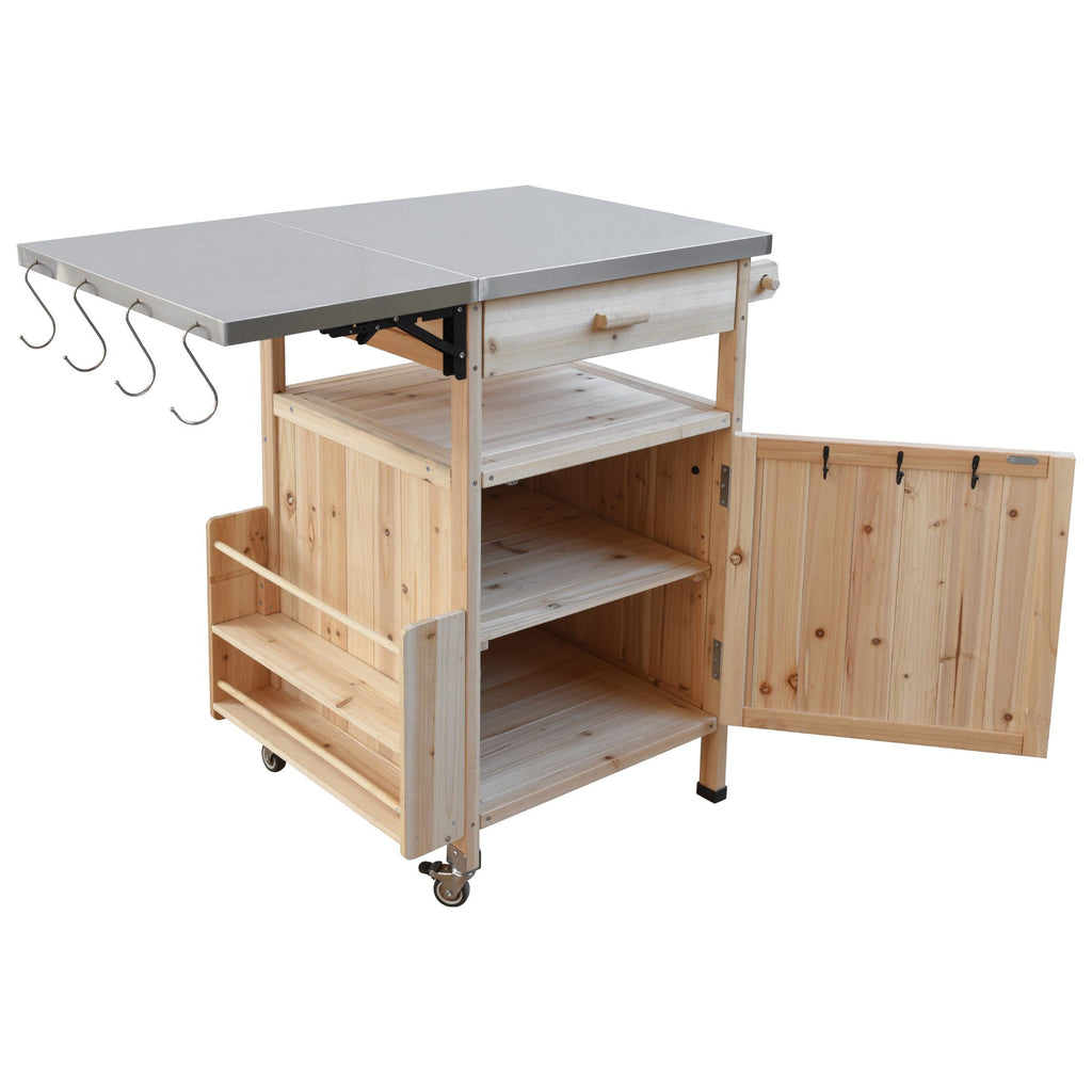 40.5- Outdoor Grill Cart with Stainless Steel Top and Drop Leaf