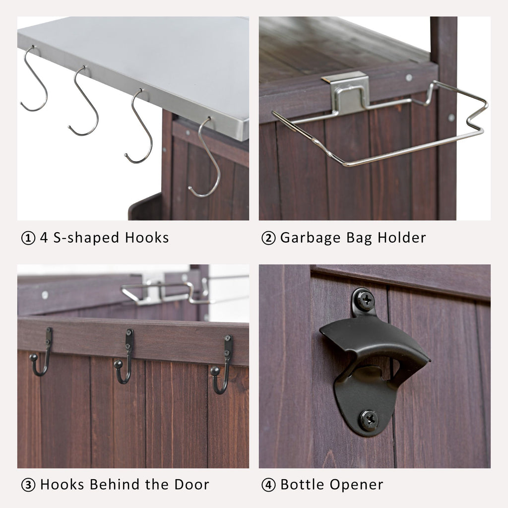 40.5- Outdoor Grill Cart with Stainless Steel Top and Drop Leaf