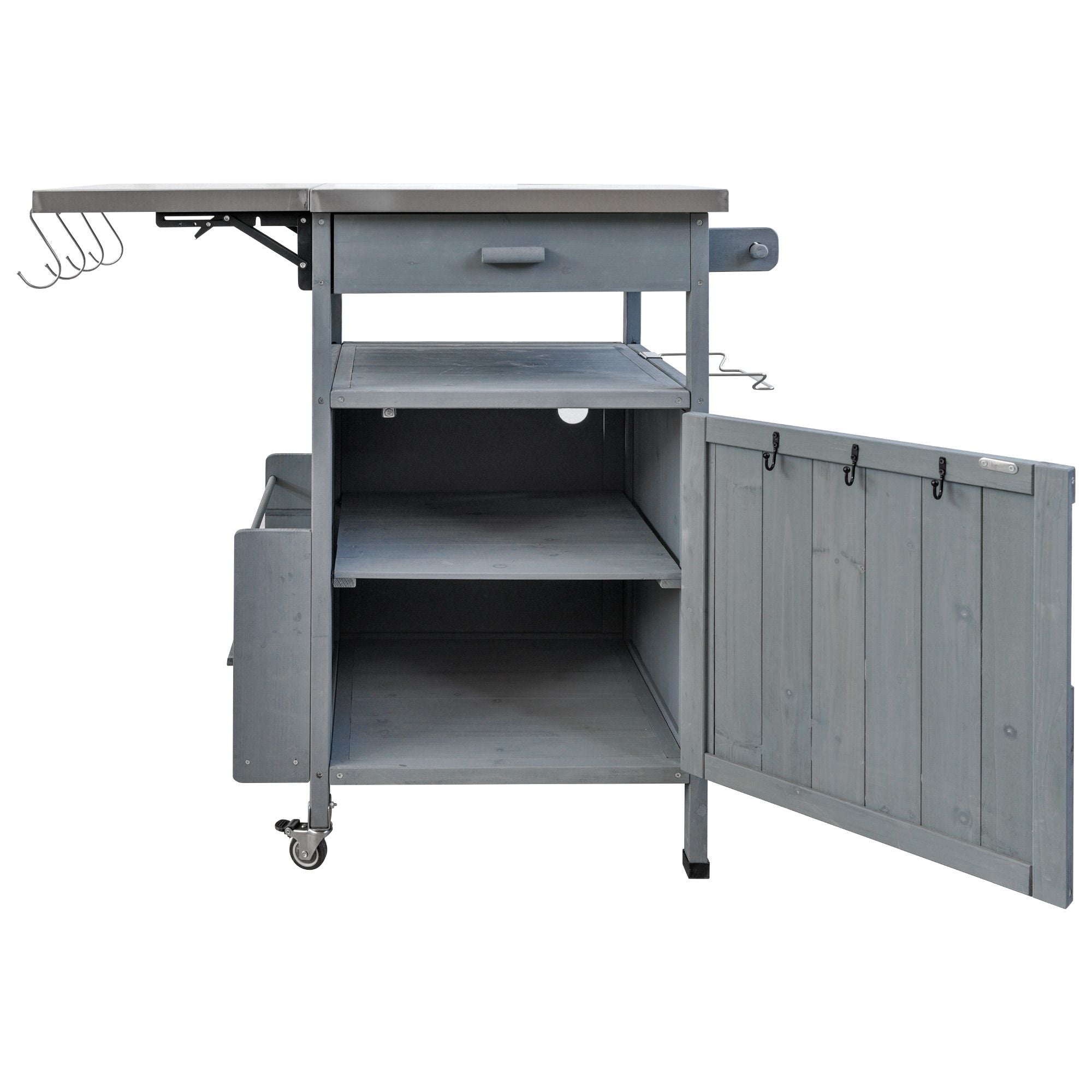 40.5- Outdoor Grill Cart with Stainless Steel Top and Drop Leaf