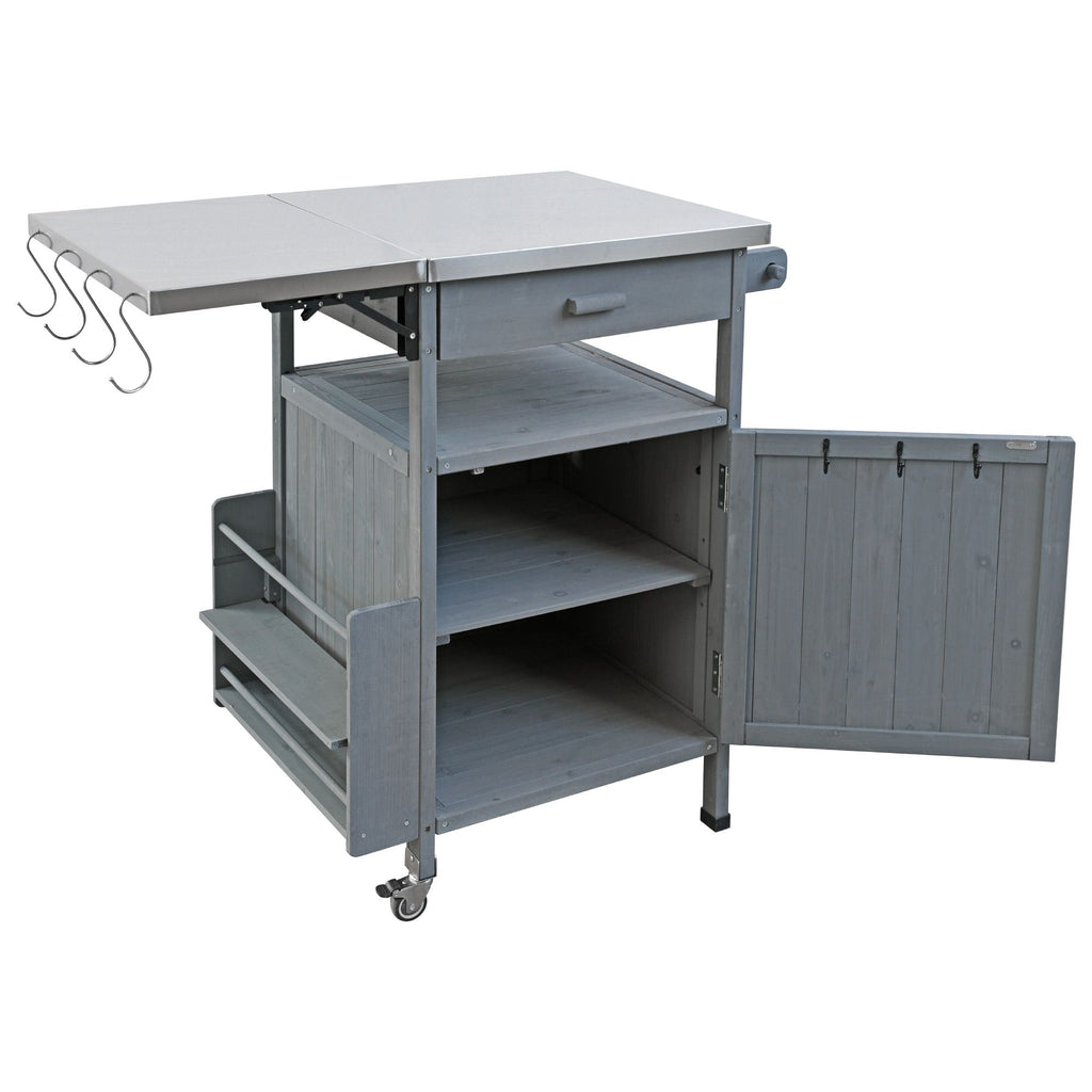 40.5- Outdoor Grill Cart with Stainless Steel Top and Drop Leaf