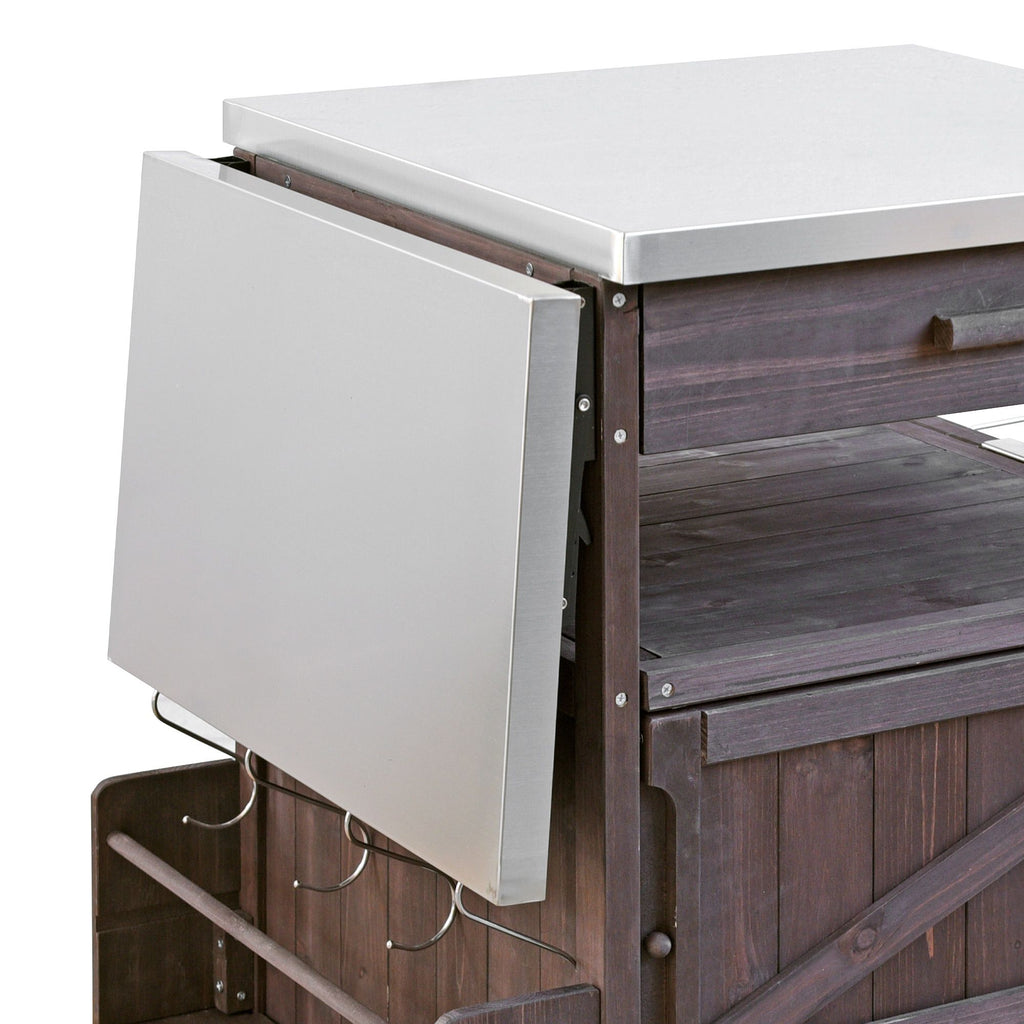 40.5- Outdoor Grill Cart with Stainless Steel Top and Drop Leaf