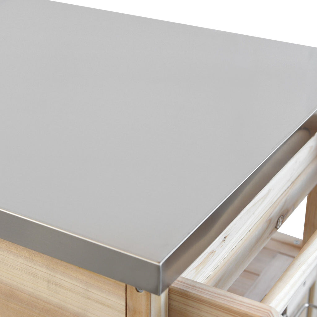 40.5- Outdoor Grill Cart with Stainless Steel Top and Drop Leaf