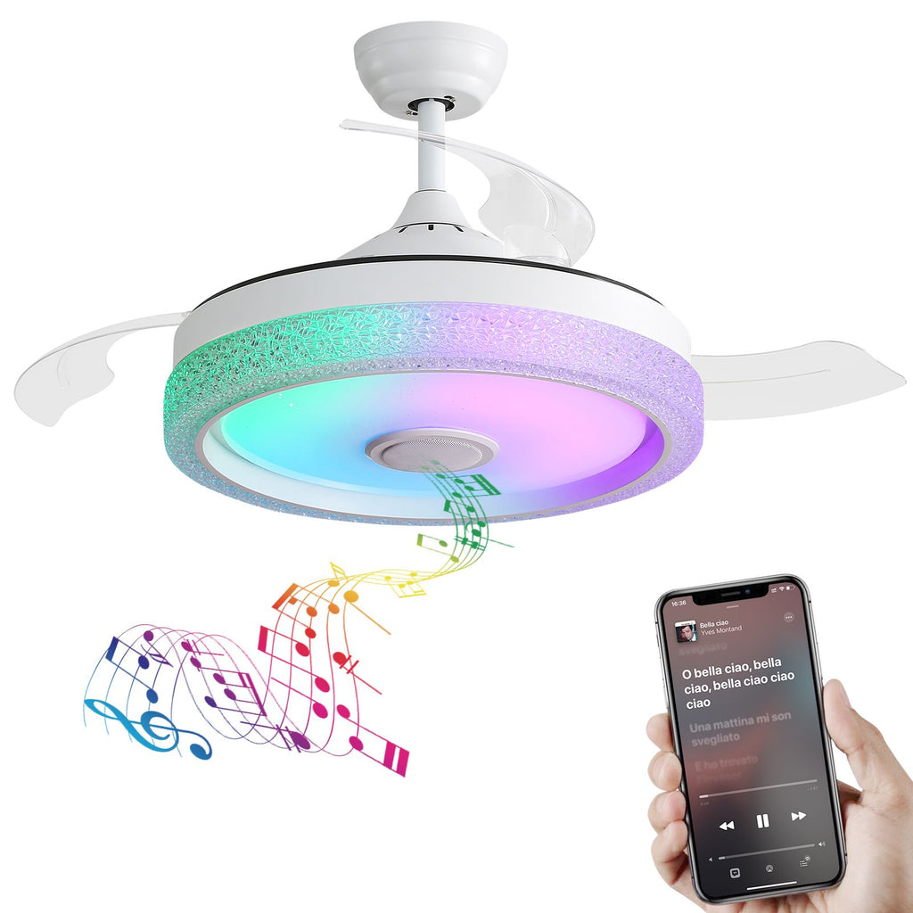 Modern Ceiling Fan with RGB Light and Bluetooth Audio