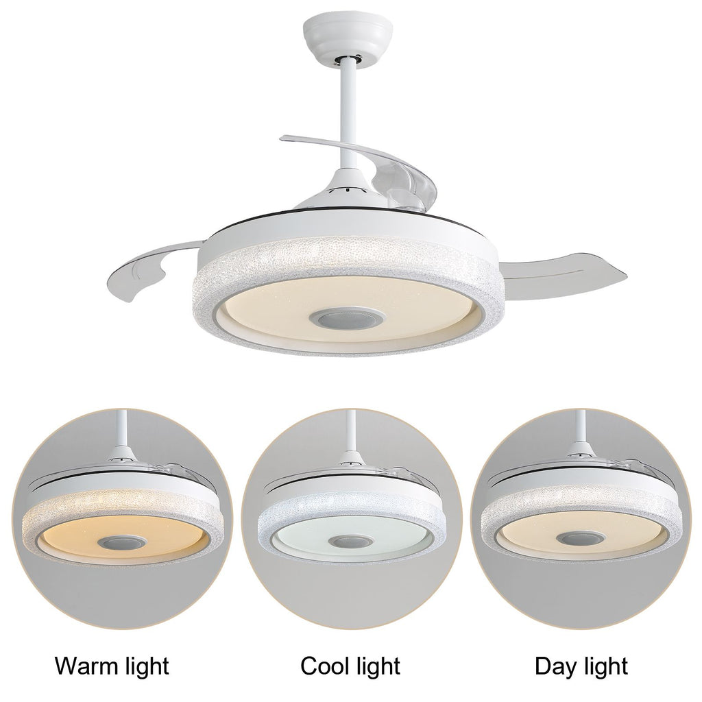 Modern Ceiling Fan with RGB Light and Bluetooth Audio