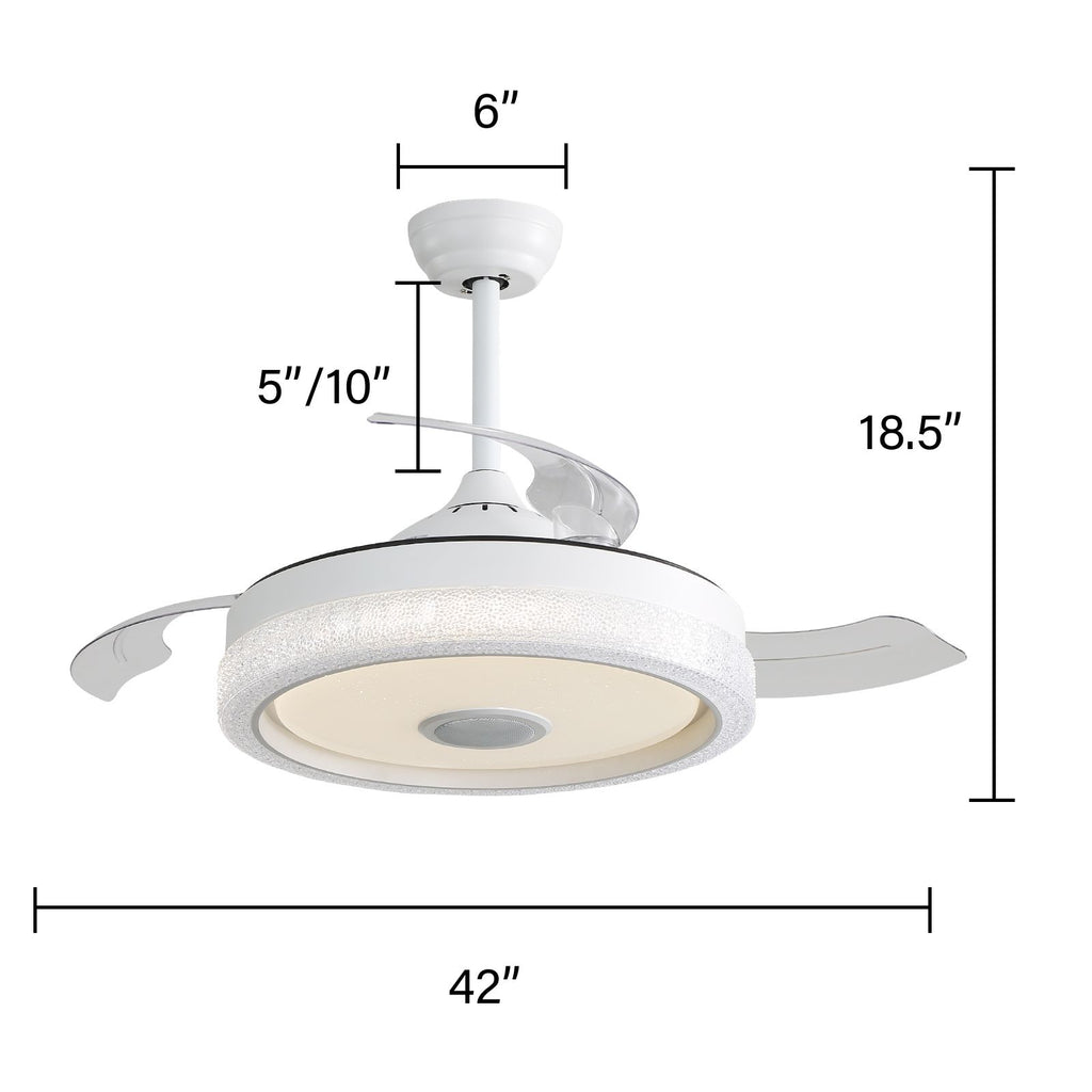 Modern Ceiling Fan with RGB Light and Bluetooth Audio