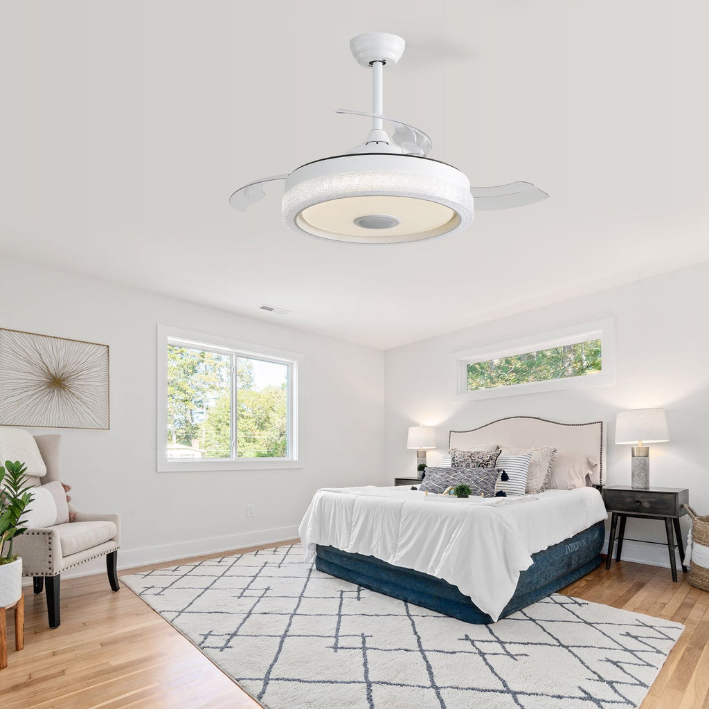 Modern Ceiling Fan with RGB Light and Bluetooth Audio