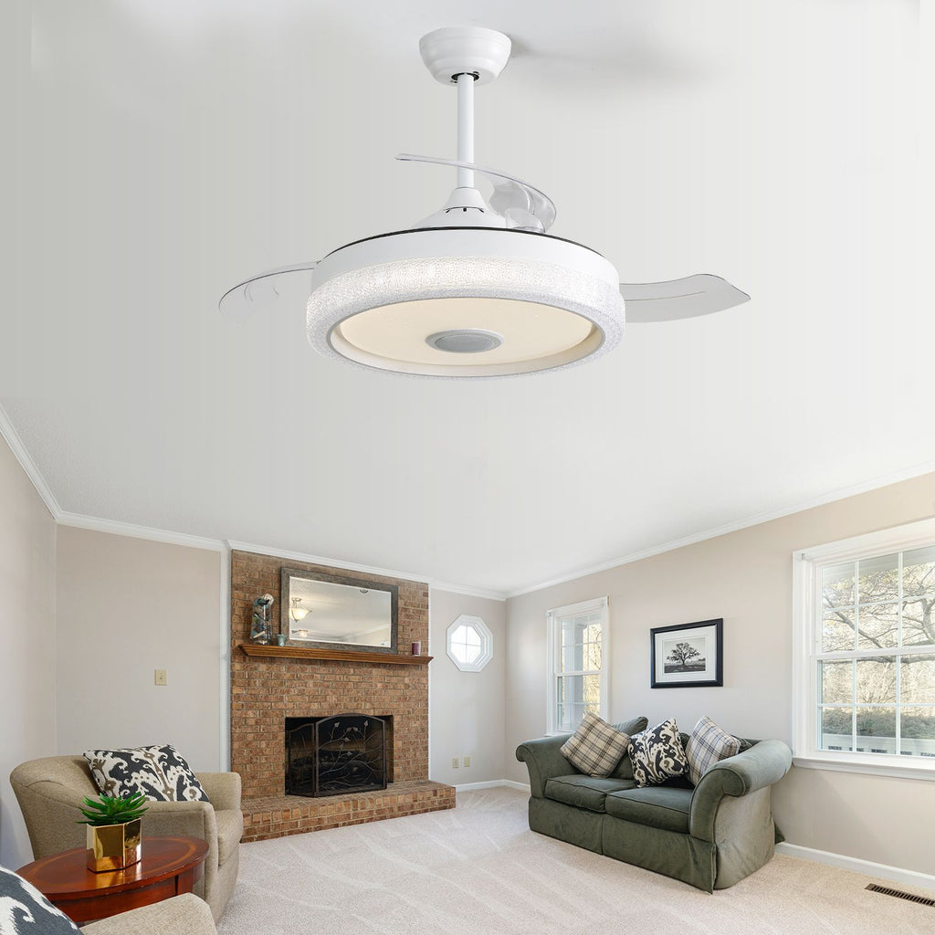 Modern Ceiling Fan with RGB Light and Bluetooth Audio