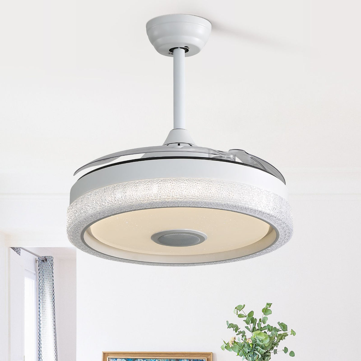 Modern Ceiling Fan with RGB Light and Bluetooth Audio