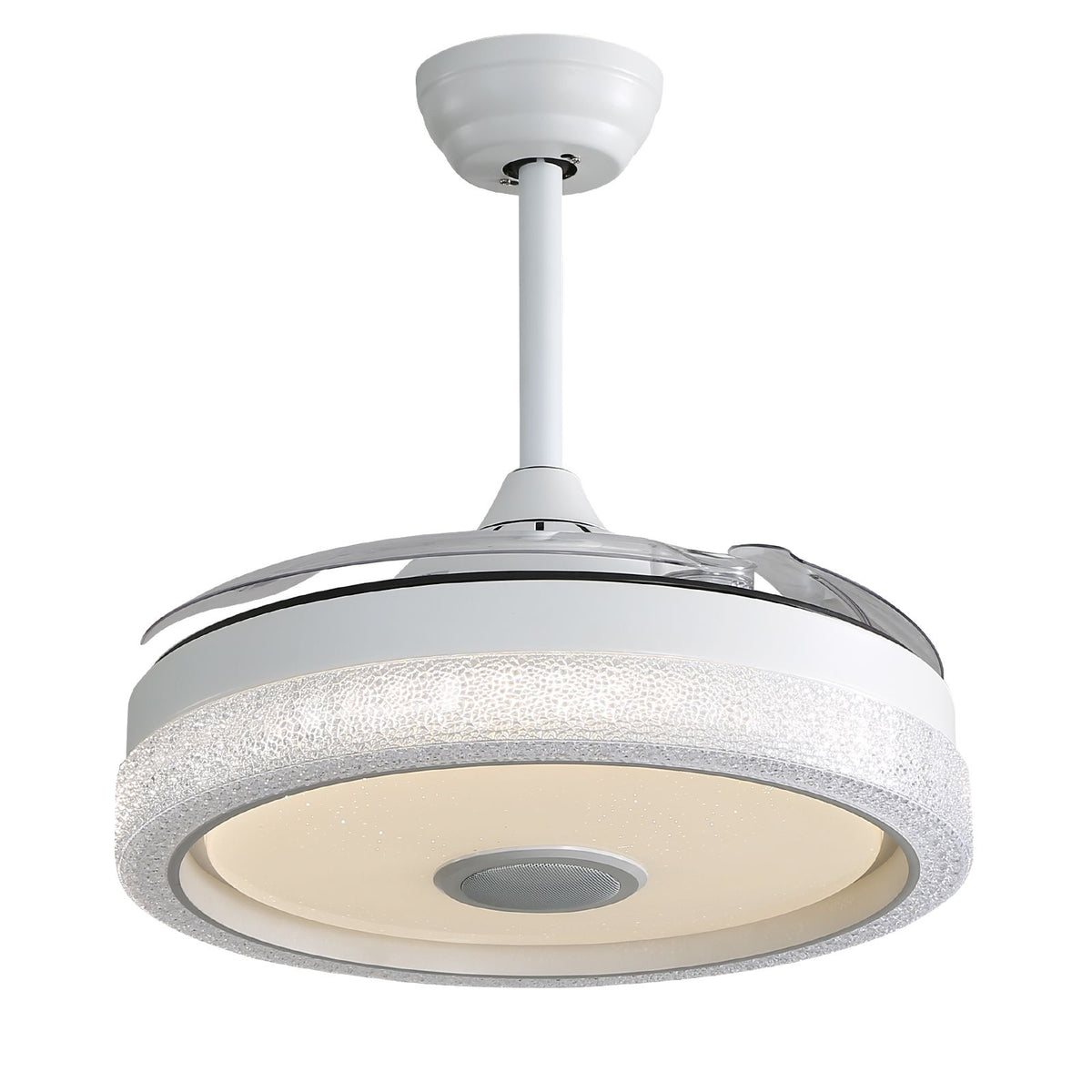 42- Modern Invisible Ceiling Fan with Remote, RGB, Bluetooth, and Stepless Dimmable LED Light