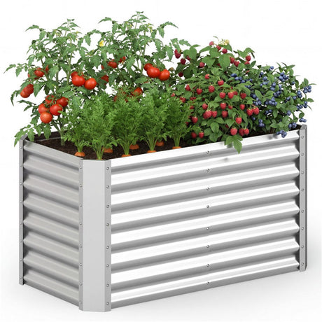 Spacious Galvanized Steel Raised Garden Bed for Vegetables, Herbs & Flowers