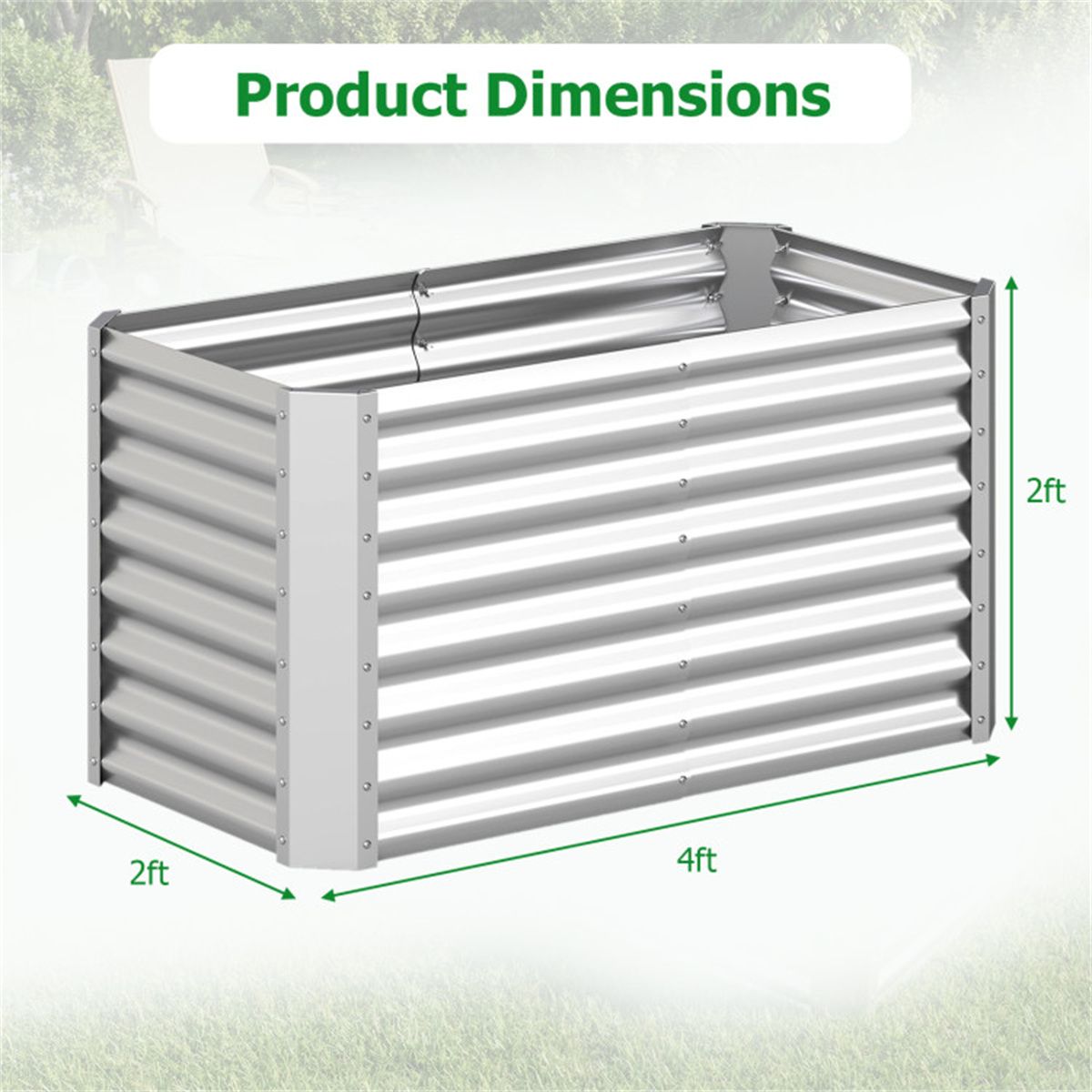 Spacious Galvanized Steel Raised Garden Bed for Vegetables, Herbs & Flowers