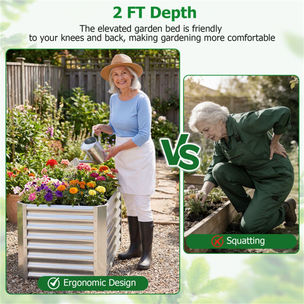 Spacious Galvanized Steel Raised Garden Bed for Vegetables, Herbs & Flowers