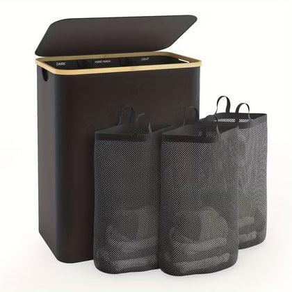 3-Section Laundry Sorter with Removable Bags and Pre-Sorted Labels