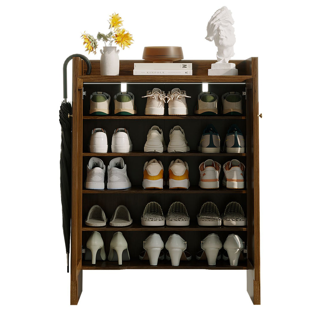 Mid-Century Shoe Cabinet with Woven Door Fronts