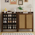 Mid-Century Shoe Cabinet with Woven Door Fronts