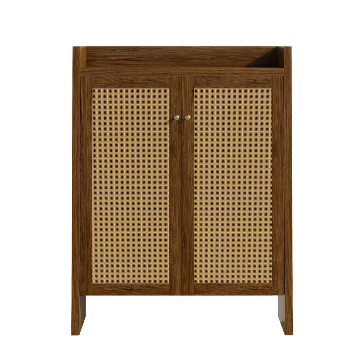 Mid-Century Shoe Cabinet with Woven Door Fronts