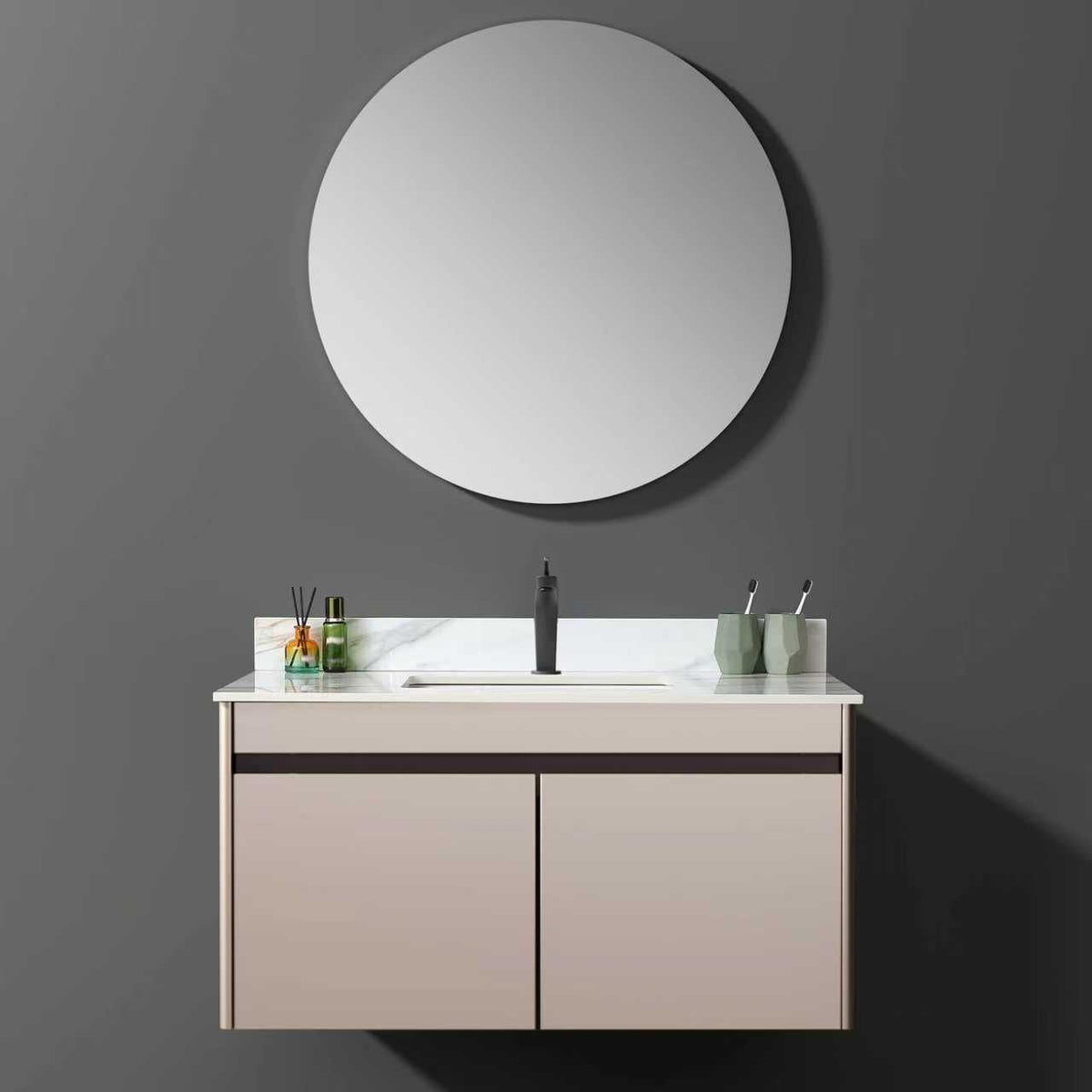 Carrara White Vanity Top with Center Sink and Backsplash