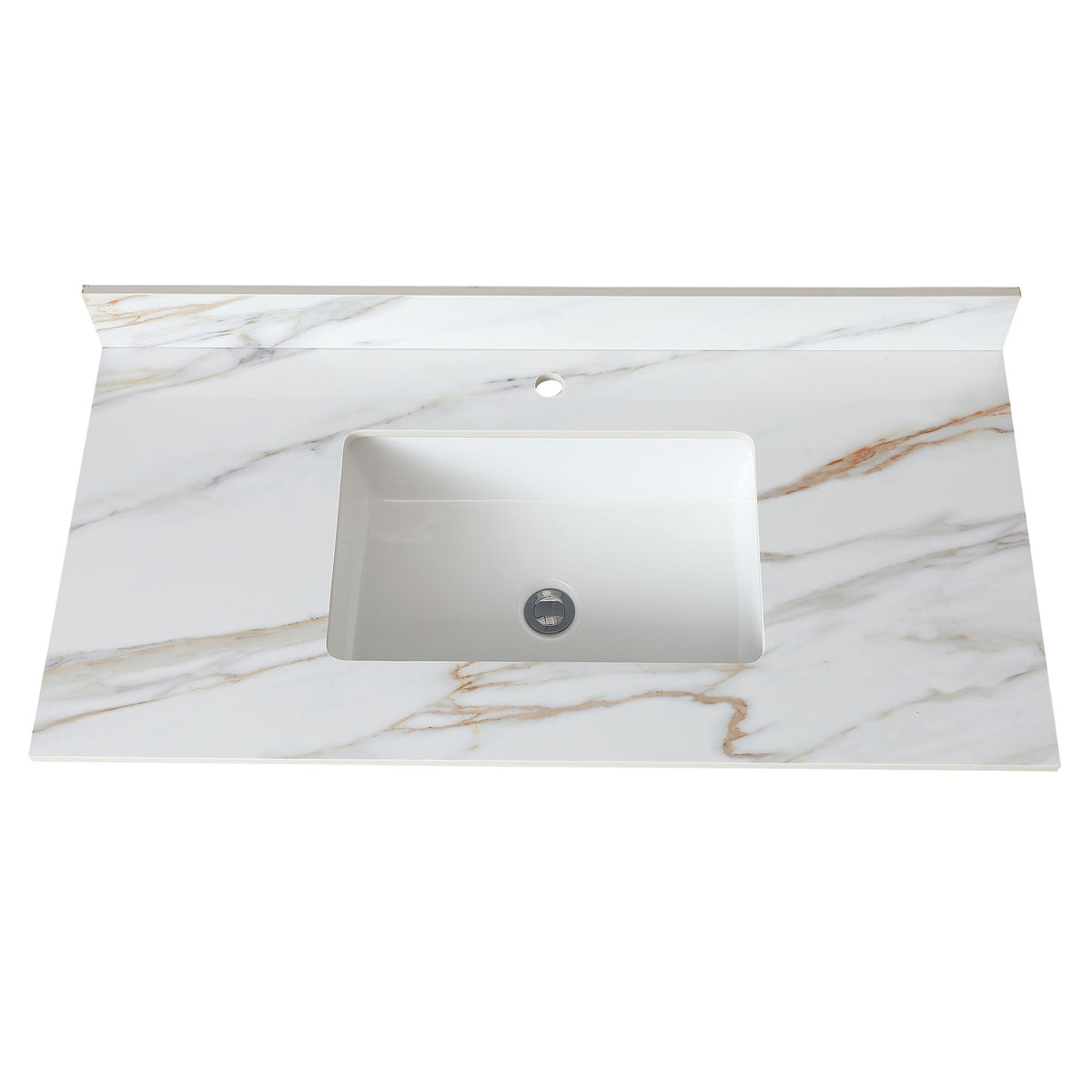 Carrara White Vanity Top with Center Sink and Backsplash