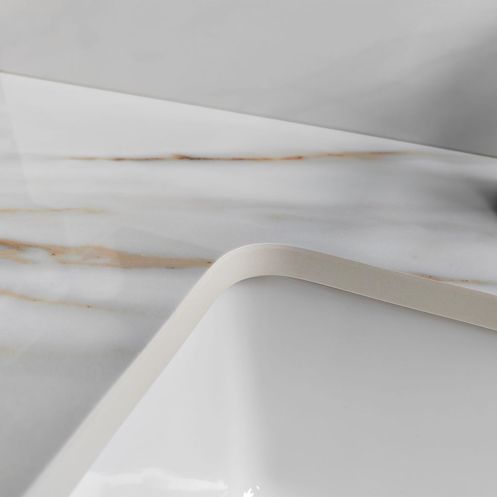 Carrara White Vanity Top with Center Sink and Backsplash