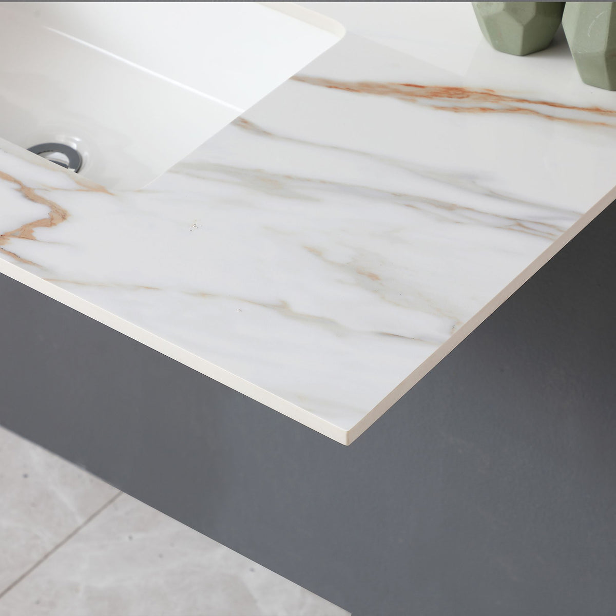 Carrara White Vanity Top with Center Sink and Backsplash