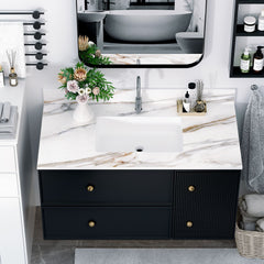 Carrara White Vanity Top with Center Sink and Backsplash
