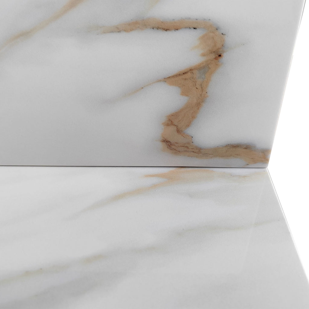 Carrara White Vanity Top with Center Sink and Backsplash