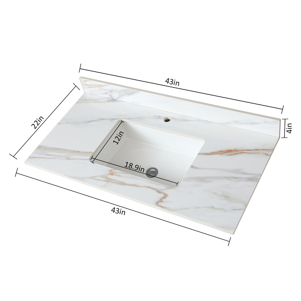 Carrara White Vanity Top with Center Sink and Backsplash