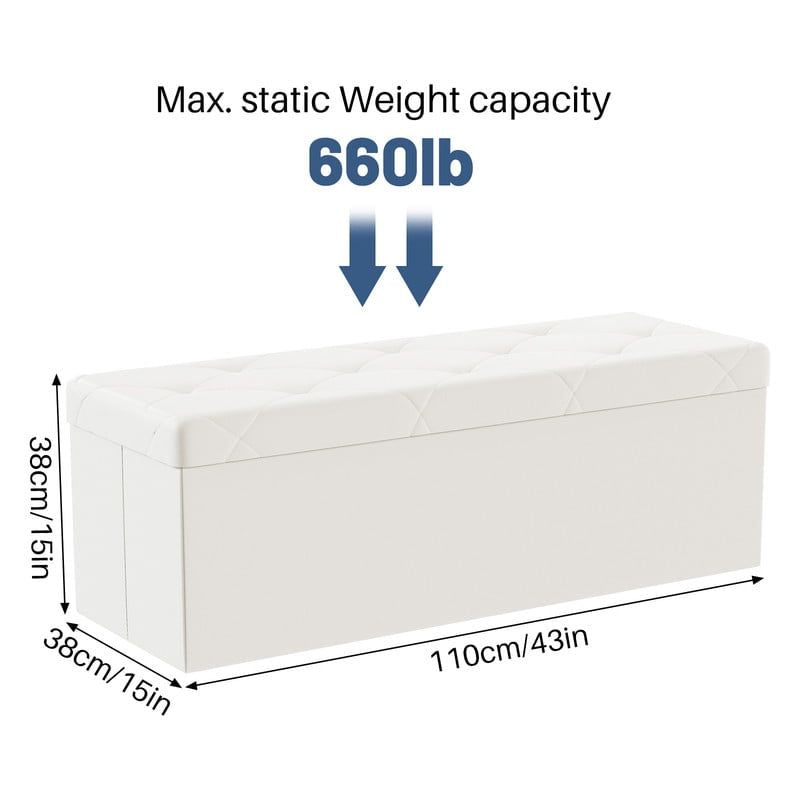 Folding Storage Ottoman with Divided Interior