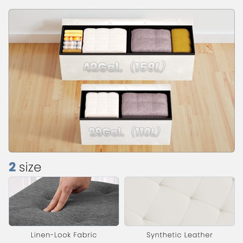 Folding Storage Ottoman with Divided Interior