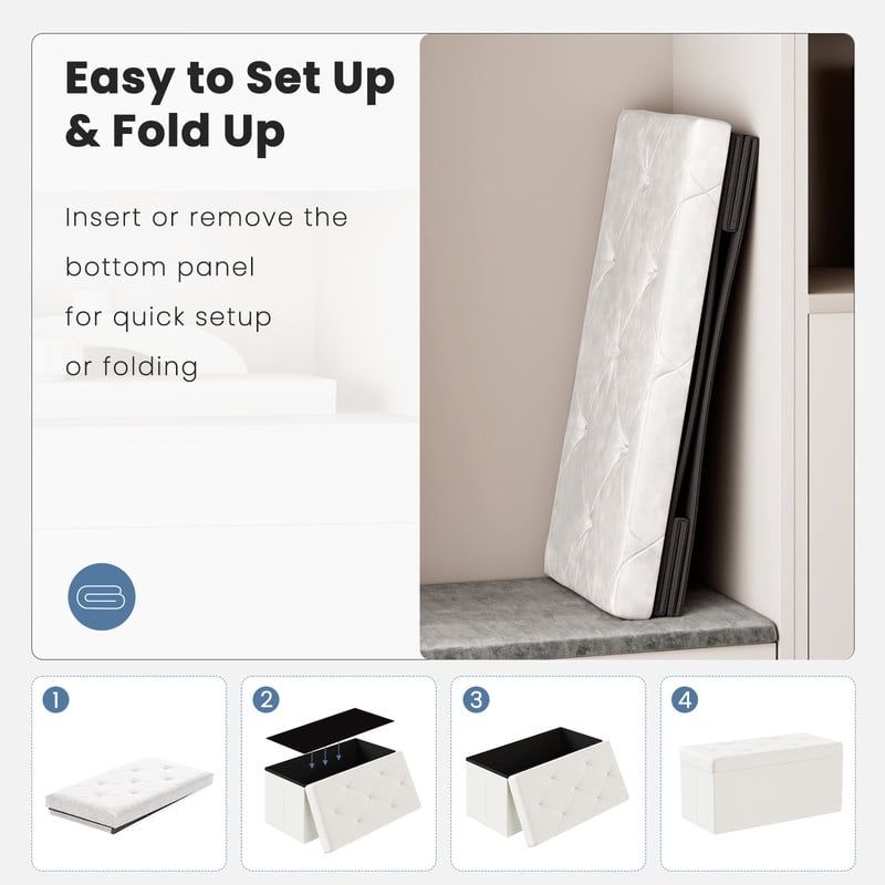 Folding Storage Ottoman with Divided Interior