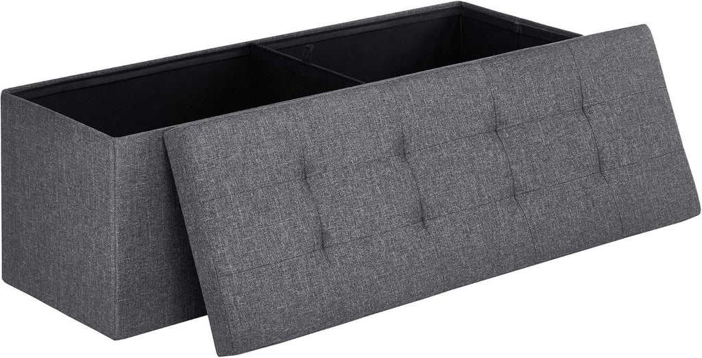 Large Folding Storage Ottoman Bench with Removable Divider